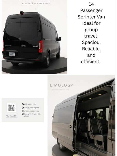 🚐 Travel Together, Travel in Style 🚐
Our 14-passenger Mercedes-Benz Sprinter Van is perfect for group trips — spacious, reliable, and designed for comfort. Whether it’s corporate events, family outings, or special celebrations, we make every mile unforgettable.

📍 Serving Washington D.C. | VA | MD
#Limology #GroupTravel #LuxuryVan #SprinterVan #DCTransportation #TravelInComfort #CorporateTravel #SpecialEvents